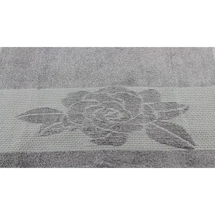 Set 4 prosoape cu motiv Flori – gri - 1055 - Set 4 prosoape cu motiv Flori – gri - 1055