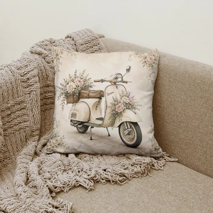 Pernă decorativă – Motoretă cu flori – 5632 - 4122 - Pernă decorativă – Motoretă cu flori – 5632 - 4122