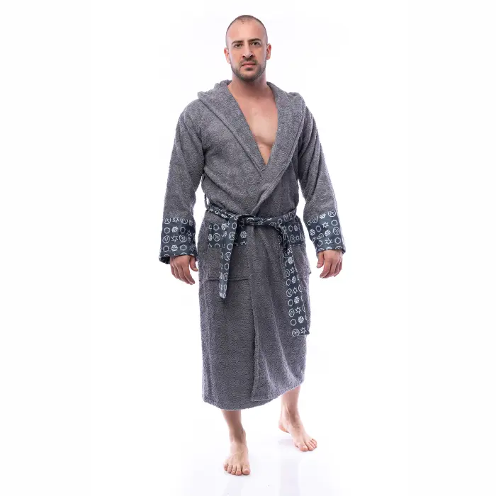 Halat Boucle MS imprimeu - Gri - barbaţi - 2518 - Halat Boucle MS imprimeu - Gri - barbaţi - 2518