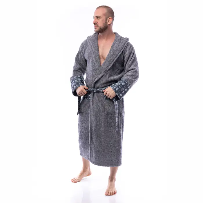 Halat Boucle MS imprimeu - Gri - barbaţi - 2519 - Halat Boucle MS imprimeu - Gri - barbaţi - 2519