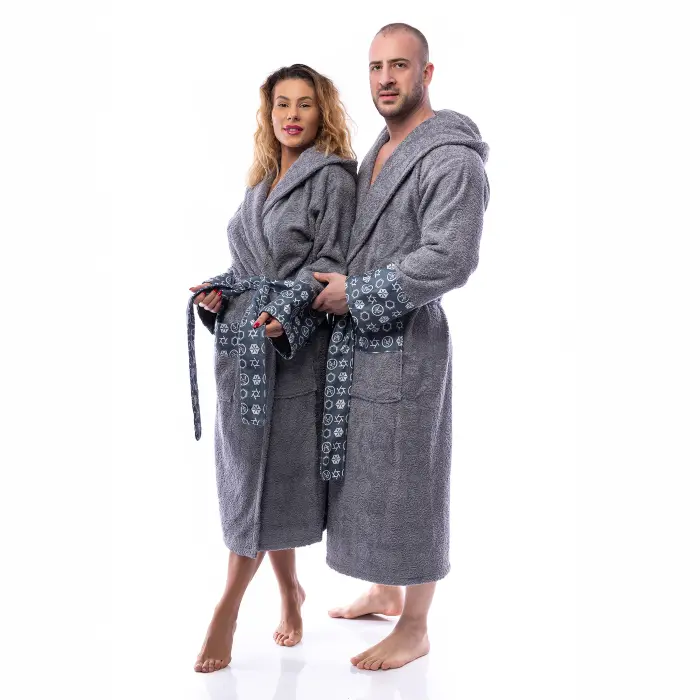 Halat Boucle MS imprimeu - Gri - barbaţi - 2520 - Halat Boucle MS imprimeu - Gri - barbaţi - 2520