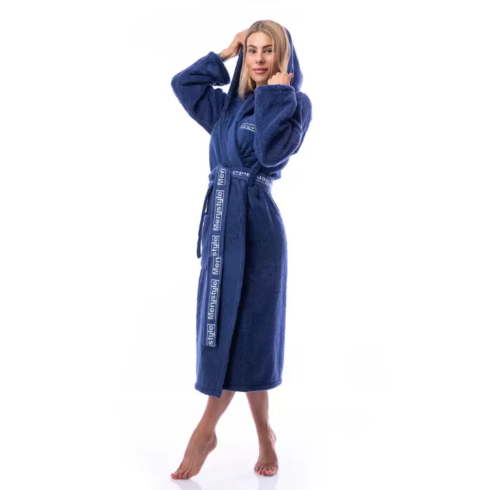 Halat Microbumbac - Albastru inchis - dama - 230 - Halat Microbumbac - Albastru inchis - dama - 230