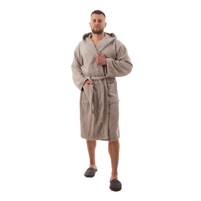 Halat Rips – scurt – Gri deschis – bărbați - 3676 - Halat Rips – scurt – Gri deschis – bărbați - 3676