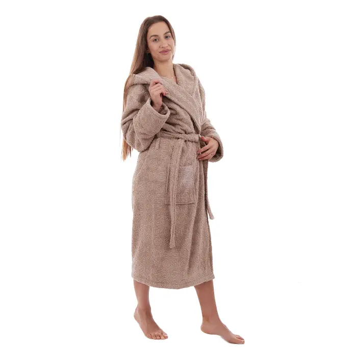 Halat JACQUARD – MS – Bej – damă - 3491 - Halat JACQUARD – MS – Bej – damă - 3491