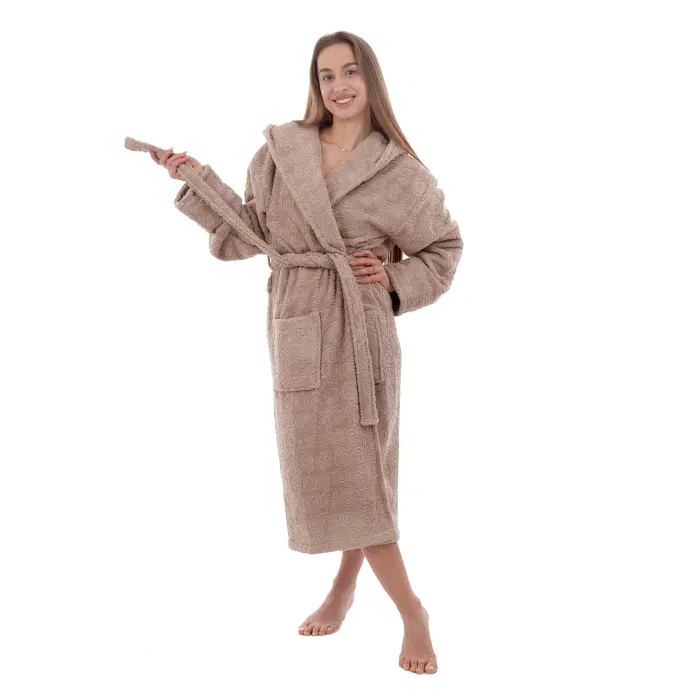 Halat JACQUARD – MS – Bej – damă - 3492 - Halat JACQUARD – MS – Bej – damă - 3492