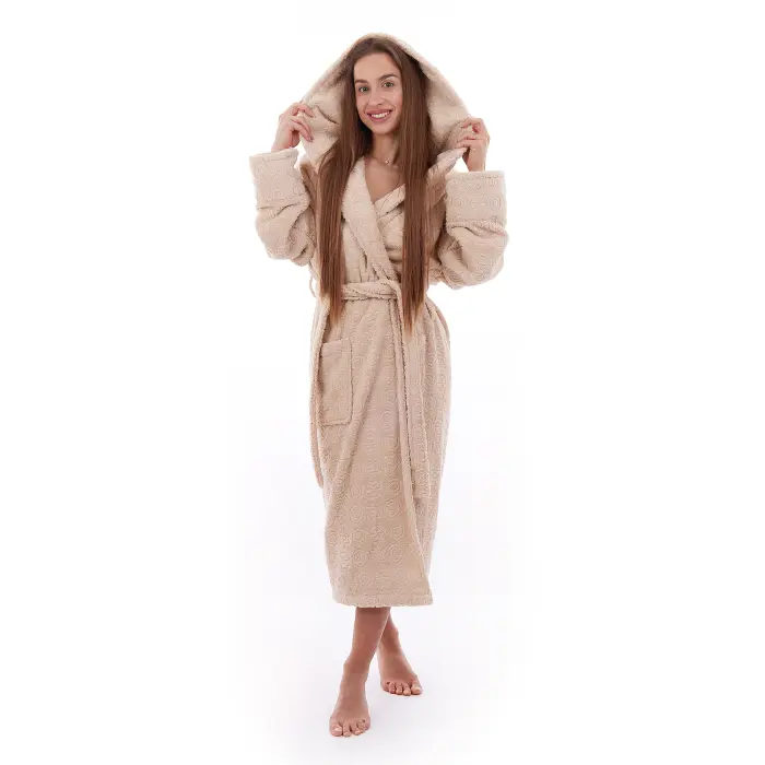 Halat JACQUARD – MS – Cappuccino – damă - 3499 - Halat JACQUARD – MS – Cappuccino – damă - 3499