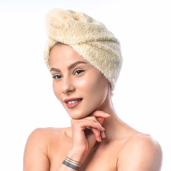 Turban de cap din prosop – crema - 53 - Turban de cap din prosop – crema - 53