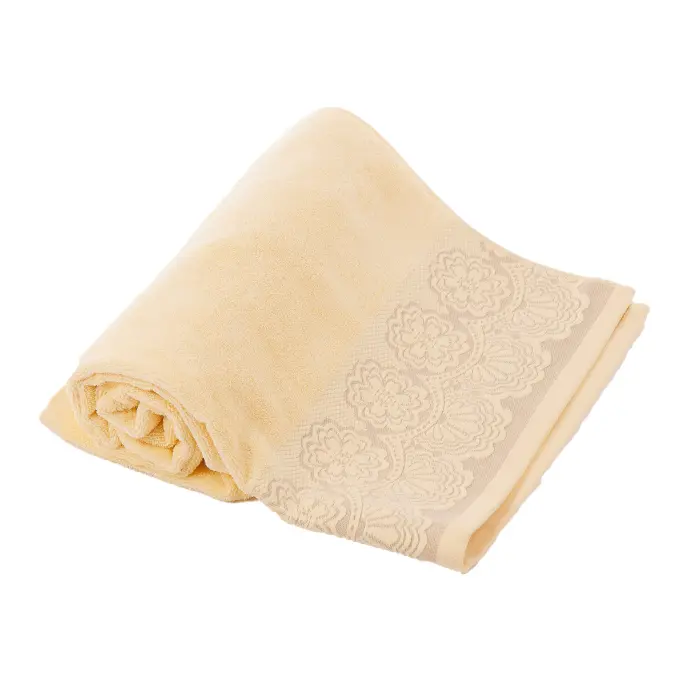 Prosop din microbumbac cu dantelă – Galben - 3319 - Prosop din microbumbac cu dantelă – Galben - 3319