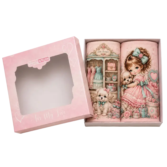 Colecția de prosoape din bumbac „Poveste romantică” – 30x50 cm, în cutie – 5637 - 4145 - Colecția de prosoape din bumbac „Poveste romantică” – 30x50 cm, în cutie – 5637 - 4145