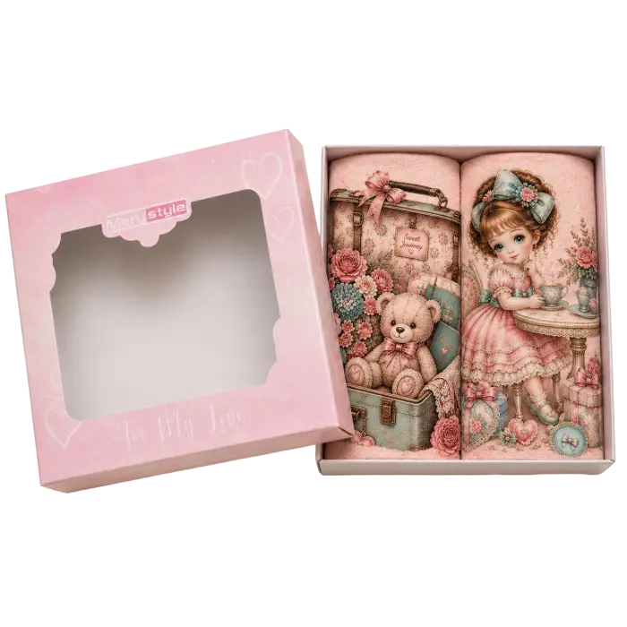 Colecția de prosoape din bumbac „Poveste romantică” – 30x50 cm, în cutie – 5638 - 4148 - Colecția de prosoape din bumbac „Poveste romantică” – 30x50 cm, în cutie – 5638 - 4148