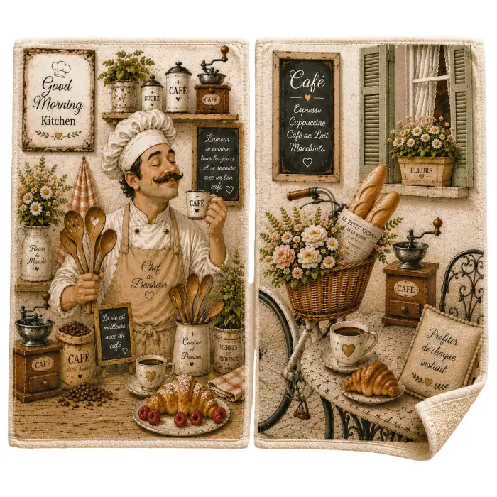 Set de prosoape din bumbac cu imprimeu, 30x50 cm, în cutie „Cafea” – 5617 - 4101 - Set de prosoape din bumbac cu imprimeu, 30x50 cm, în cutie „Cafea” – 5617 - 4101