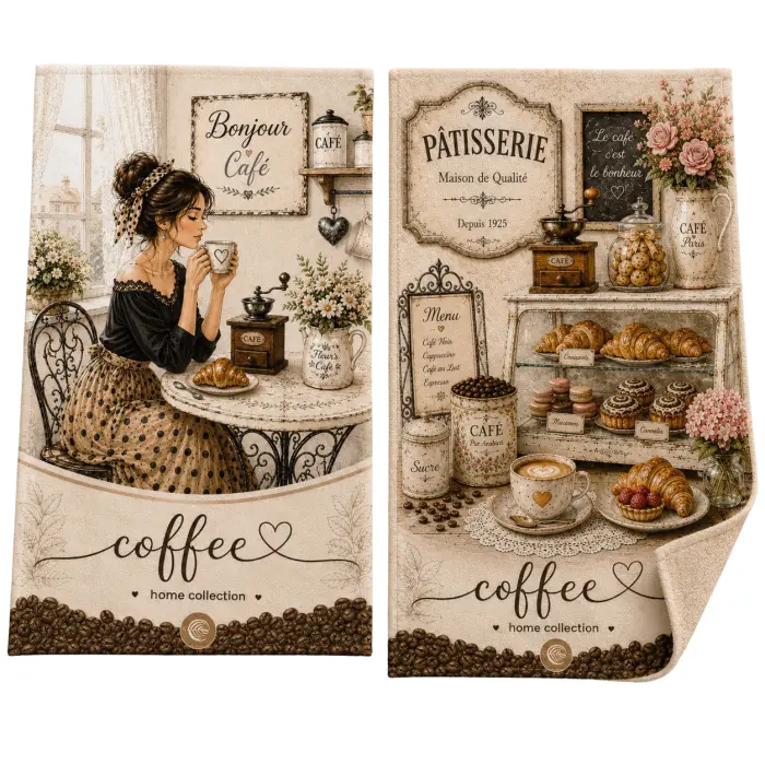 Set de prosoape din bumbac cu imprimeu, 30x50 cm, în cutie „Cafea” – 5618 - 4103 - Set de prosoape din bumbac cu imprimeu, 30x50 cm, în cutie „Cafea” – 5618 - 4103