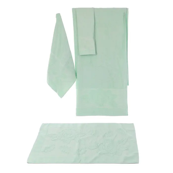 Set 4 prosoape cu motiv Flori - menta - 3305 - Set 4 prosoape cu motiv Flori - menta - 3305