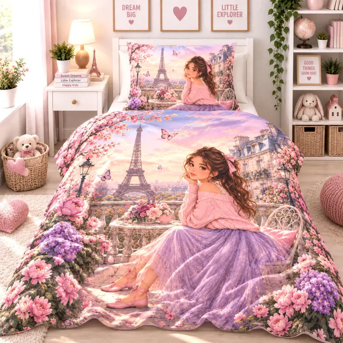 Set de lenjerie pentru copii – Pilotă și față de pernă – Paris - 4235 - Set de lenjerie pentru copii – Pilotă și față de pernă – Paris - 4235