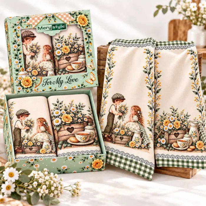 Set de prosoape imprimate 30×50 cm, în cutie cadou „Prima iubire” - 4256 - Set de prosoape imprimate 30×50 cm, în cutie cadou „Prima iubire” - 4256
