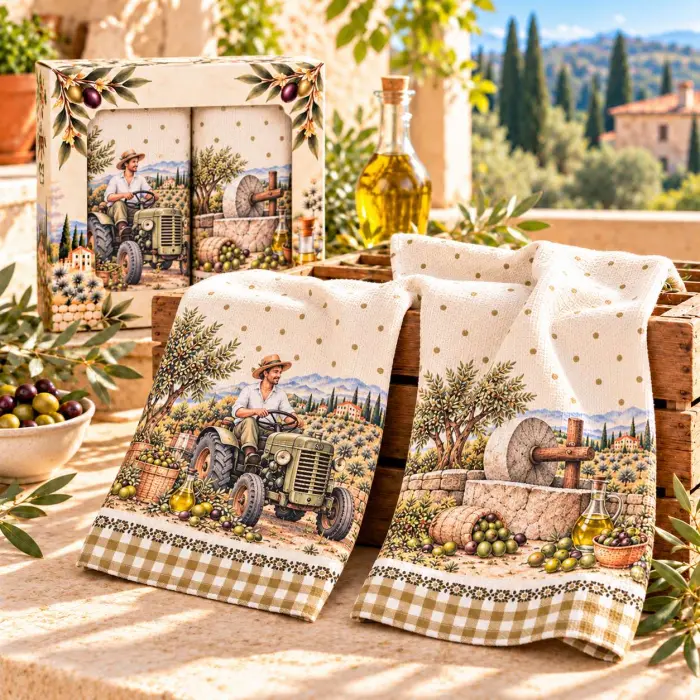 Set de prosoape din frotir imprimate, 30x50 cm, în cutie „Paradis toscan” - 4265 - Set de prosoape din frotir imprimate, 30x50 cm, în cutie „Paradis toscan” - 4265
