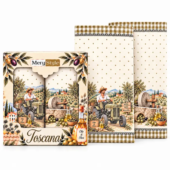Set de prosoape din frotir imprimate, 30x50 cm, în cutie „Paradis toscan” - 4264 - Set de prosoape din frotir imprimate, 30x50 cm, în cutie „Paradis toscan” - 4264