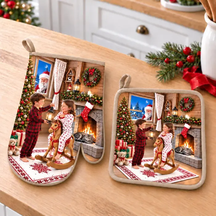 Set de mănușă și suport pentru vase fierbinți „Secret de Crăciun” - 4385 - Set de mănușă și suport pentru vase fierbinți „Secret de Crăciun” - 4385