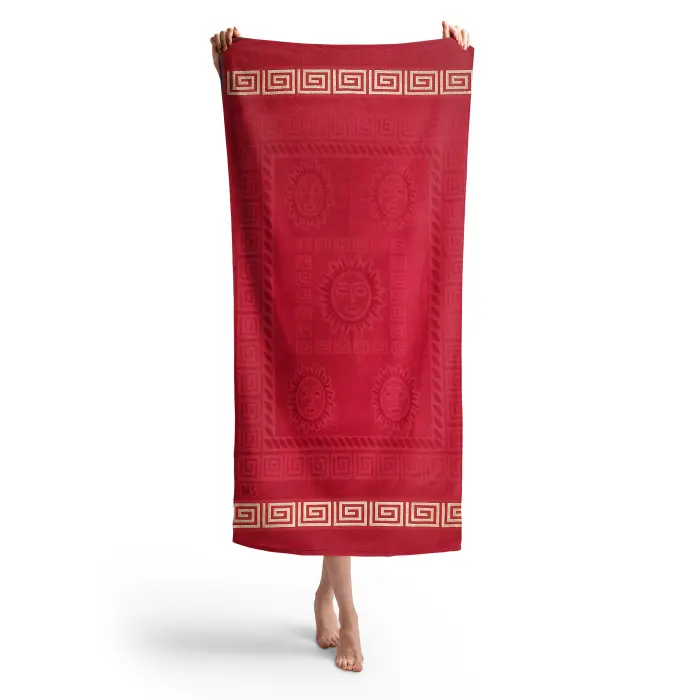Prosop de plaja cu motiv – roşu - 3026 - Prosop de plaja cu motiv – roşu - 3026