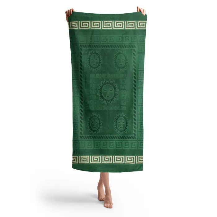 Prosop de plaja cu motiv – verde de unt - 3028 - Prosop de plaja cu motiv – verde de unt - 3028