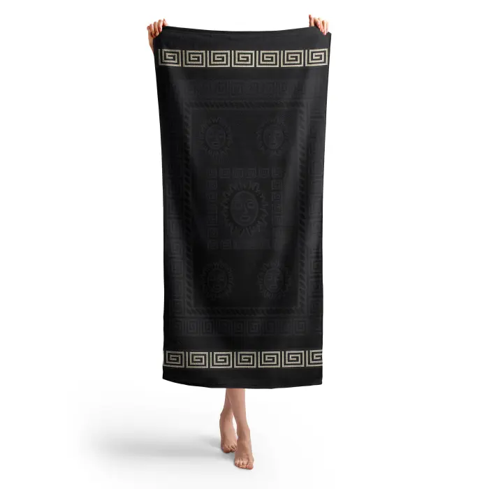 Prosop de plaja cu motiv – Negru - 1175 - Prosop de plaja cu motiv – Negru - 1175