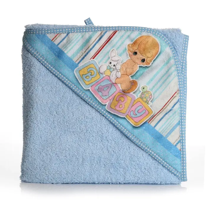 Prosop pentru bebelusi cu gluga – Albastru – bebe - 1074 - Prosop pentru bebelusi cu gluga – Albastru – bebe - 1074