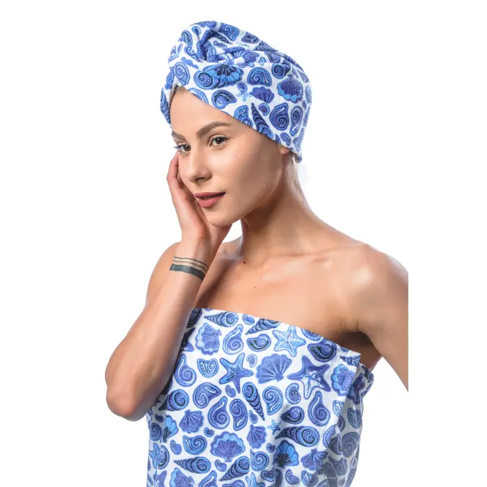 Set turban cu imprimat M1 - 1478 - Set turban cu imprimat M1 - 1478