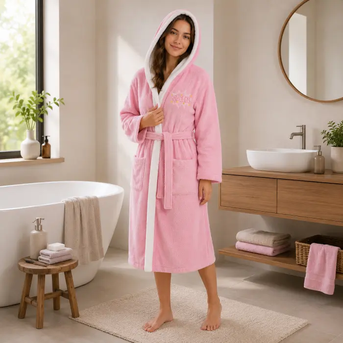 Halat de baie pentru adolescenți Sunny din 100% bumbac cu glugă - Roz - 15/16 ani - 3924 - Halat de baie pentru adolescenți Sunny din 100% bumbac cu glugă - Roz - 15/16 ani - 3924