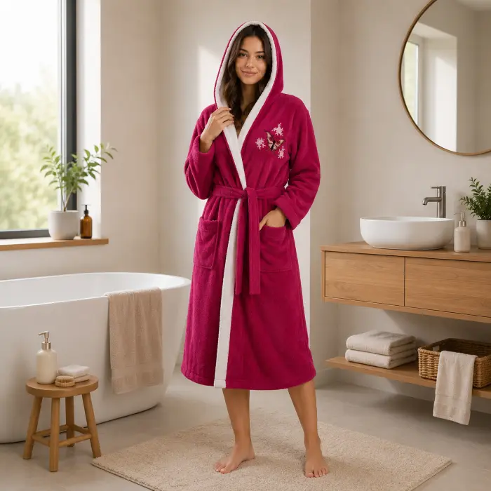 Halat de baie pentru adolescenți Sunny din 100% bumbac cu glugă - Cicklama - 17/18 ani - 3933 - Halat de baie pentru adolescenți Sunny din 100% bumbac cu glugă - Cicklama - 17/18 ani - 3933