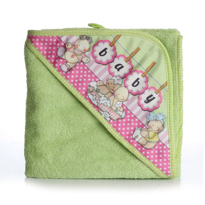 Prosop pentru bebelusi cu gluga – Verde – bebe - 1078 - Prosop pentru bebelusi cu gluga – Verde – bebe - 1078
