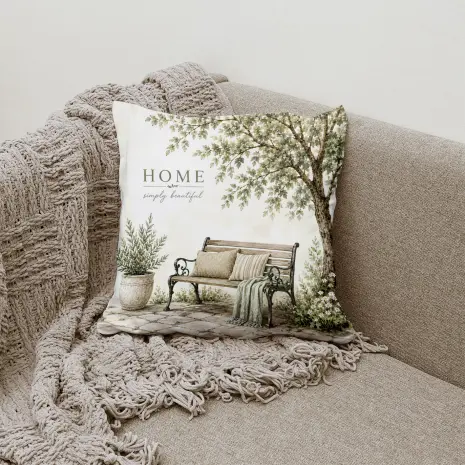 Pernă decorativă – Bancă cu flori – 5623