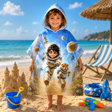 Poncho terry pentru copii - 5601
