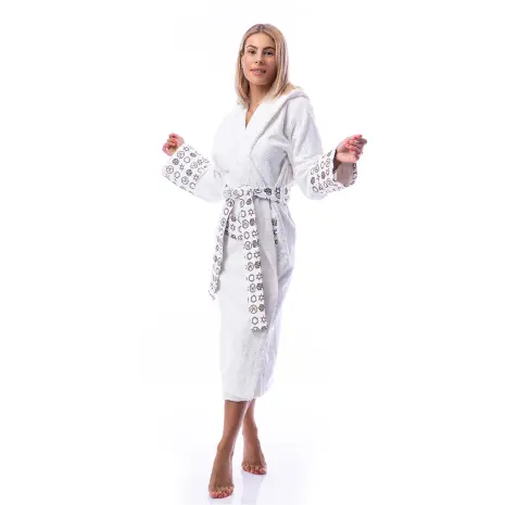 Halat Boucle MS imprimeu - Crema - dama - Halat Boucle MS imprimeu - Crema - dama