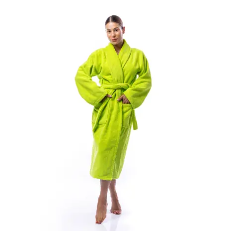 Halat Unicolor cu Guler-Esarfa - Verde - dama - Halat Unicolor cu Guler-Esarfa - Verde - dama