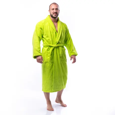 Halat Unicolor cu Guler-Esarfa-Verde - barbaţi - Halat Unicolor cu Guler-Esarfa-Verde - barbaţi