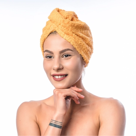 Turban de cap din prosop – portocaliu - Turban de cap din prosop – portocaliu