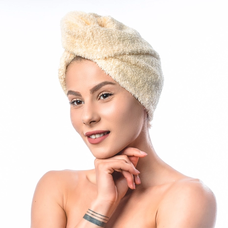 Turban de cap din prosop – crema - Turban de cap din prosop – crema