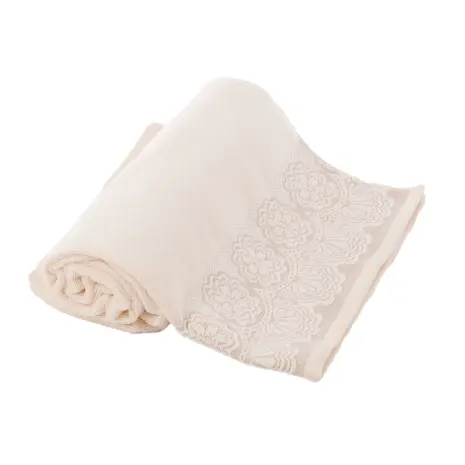 Prosop din microbumbac cu dantelă – crem