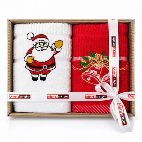 Set de 2 prosoape cu broderie, 40×70 cm, în cutie cadou - Set de 2 prosoape cu broderie, 40×70 cm, în cutie cadou