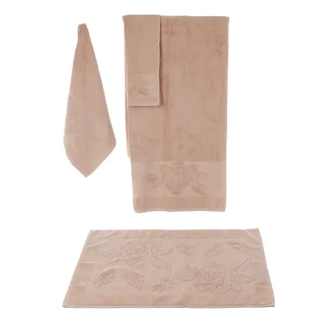 Set 4 prosoape cu motiv Flori – maro - Set 4 prosoape cu motiv Flori – maro