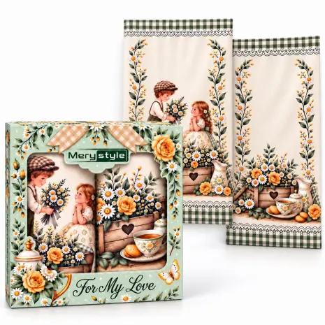 Set de prosoape imprimate 30×50 cm, în cutie cadou „Prima iubire” - Set de prosoape imprimate 30×50 cm, în cutie cadou „Prima iubire”