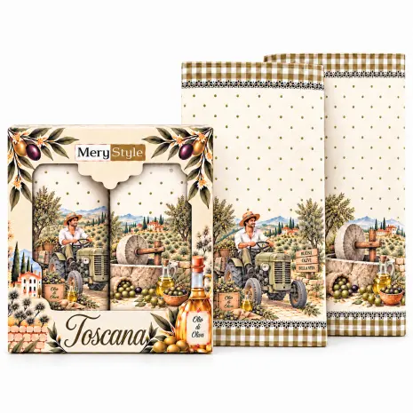 Set de prosoape din frotir imprimate, 30x50 cm, în cutie „Paradis toscan” - Set de prosoape din frotir imprimate, 30x50 cm, în cutie „Paradis toscan”