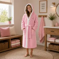 Halat de baie pentru copii Sunny din 100% bumbac cu glugă - Roz - 11/12 ani - Halat de baie pentru copii Sunny din 100% bumbac cu glugă - Roz - 11/12 ani