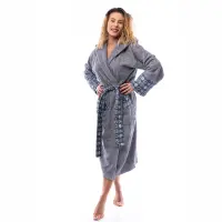 Halat Boucle MS imprimeu - Gri - dama - 2523 | Halat Boucle MS imprimeu - Gri - dama - 2523
