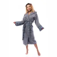 Halat Boucle MS imprimeu - Gri - dama - 2524 | Halat Boucle MS imprimeu - Gri - dama - 2524