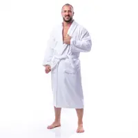 Halat Unicolor cu Guler-Esarfa - Alb - barbaţi - Halat Unicolor cu Guler-Esarfa - Alb - barbaţi