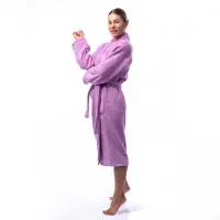 Halat Unicolor cu Guler-Esarfa - Mov - dama - 1722 | Halat Unicolor cu Guler-Esarfa - Mov - dama - 1722