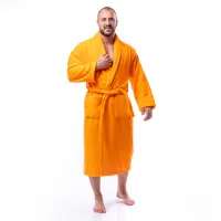 Halat Unicolor cu Guler-Esarfa- Oranj - barbaţi - Halat Unicolor cu Guler-Esarfa- Oranj - barbaţi