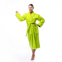 Halat Unicolor cu Guler-Esarfa - Verde - dama - 1725 | Halat Unicolor cu Guler-Esarfa - Verde - dama - 1725