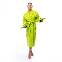 Halat Unicolor cu Guler-Esarfa - Verde - dama - Halat Unicolor cu Guler-Esarfa - Verde - dama
